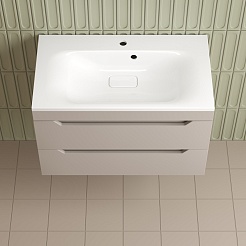 Style Line Тумба с раковиной Остин 80 подвесная крем – фотография-5